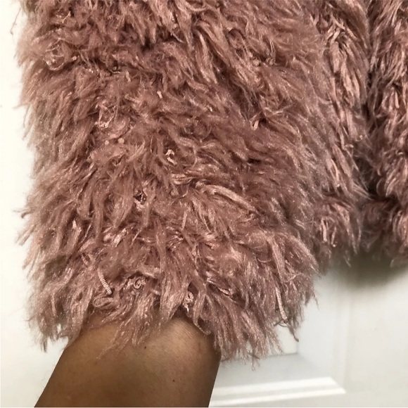 Skye's The Limit Women Pink Sweater Size Large Petite Pullover Crew Neck Faux Fu - Picture 5 of 7